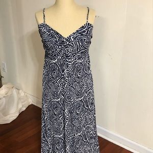 Navy blue and white maxi dress. Size L. Joy Joy.